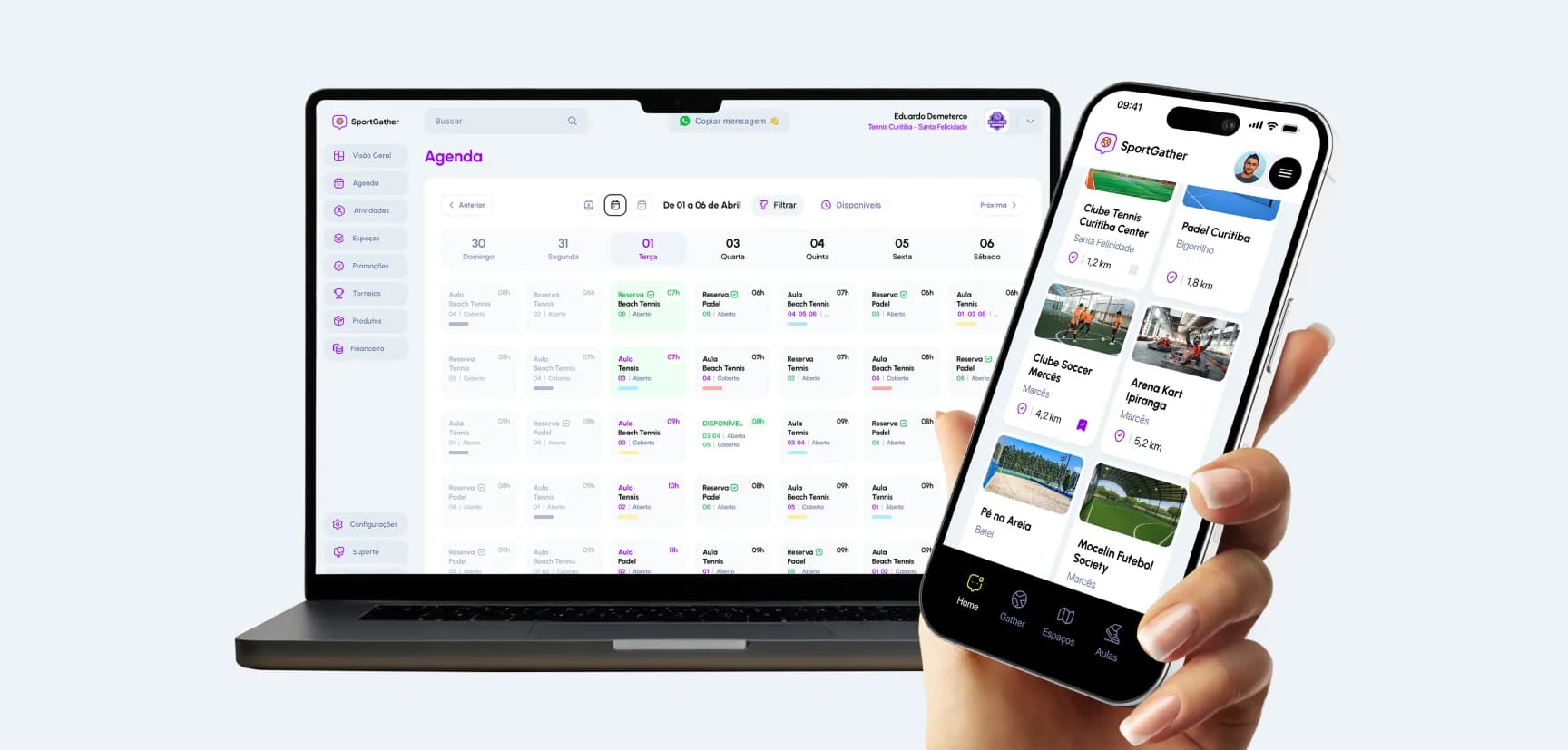 Interface de agendamento de quadras para empresas